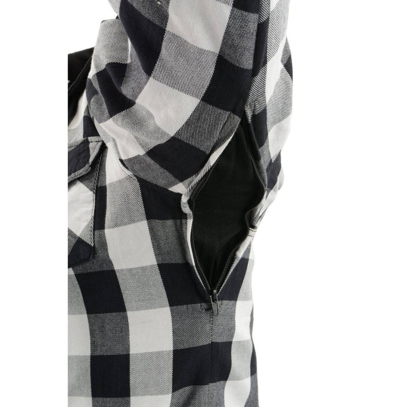 Men's Plaid Hooded Flannel Biker Shirt with Aramid Fibers & CE Approved Armor