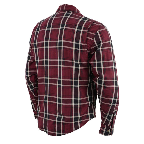 Men's Plaid Flannel Biker Shirt w/ CE Approved Armor