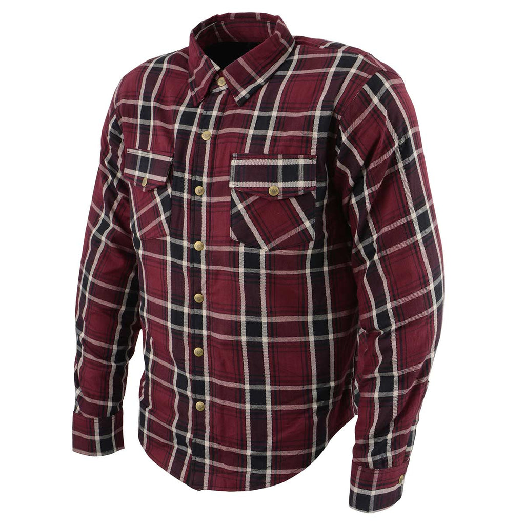 Men's Armored Flannel Biker Shirt with Extra Protection