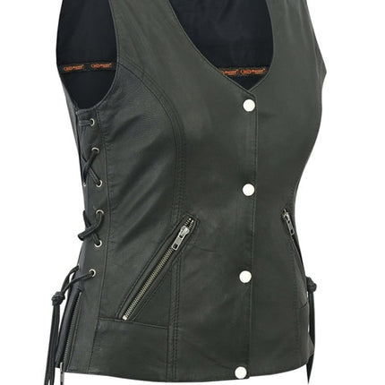 Women's Vest with Grommet and Lacing Accents