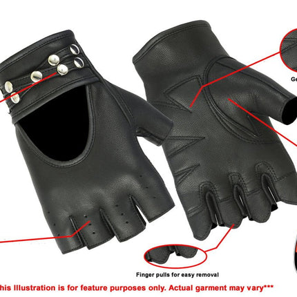 DS Women's Fingerless Glove with Rivets Detailing