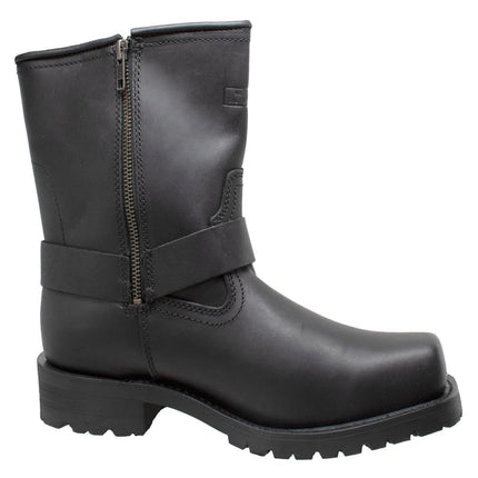 Men's 7" YKK Black Harness Motorcycle Riding Boots with Zipper