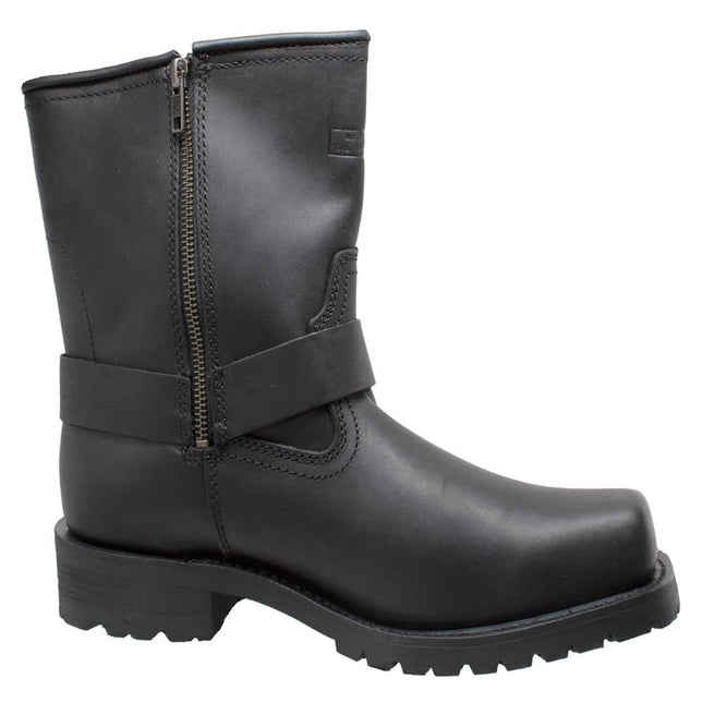 Men's 7" YKK Black Harness Motorcycle Riding Boots with Zipper