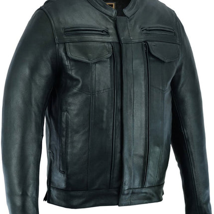 Men's Black Utility Style Motorcycle Jacket