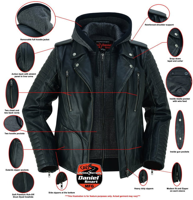 Women's M/C Jacket with Rub-Off Finish