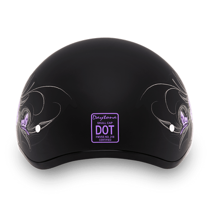 DOT Approved Daytona Motorcycle Half Face Helmet - Skull Cap Graphics for Men & Women, Scooters, ATVs, UTVs & Choppers - W/ Wild At Heart