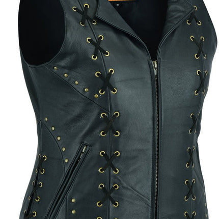 Women's Zippered Vest with Lacing Details