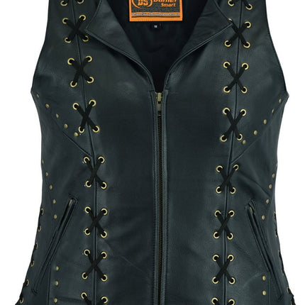 Women's Zippered Vest with Lacing Details