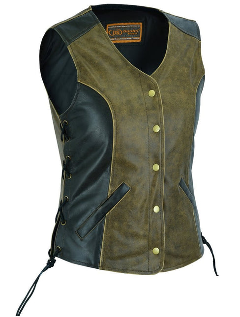 Women's Stylish Longer Body &frac34; Vest - Side Laces - Two Tone