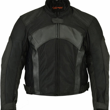 Mens Leather & Mesh Motorcycle Jacket  – Waterproof Liner