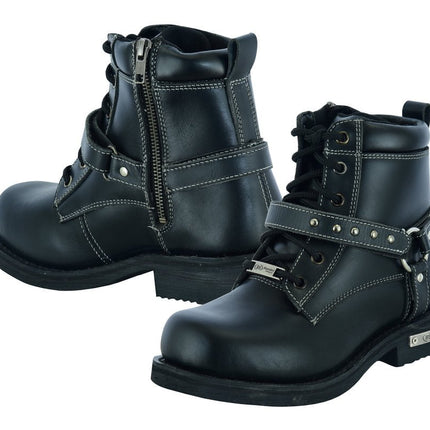 Women's Boots with Side Zipper and Single Strap