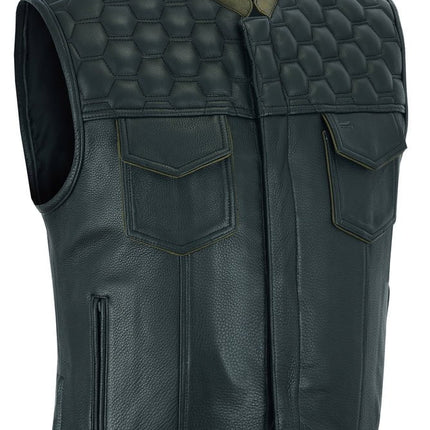 Whiskey Men's Motorcycle Leather Vest - Black