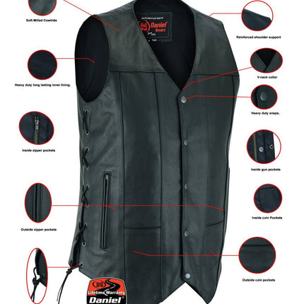DS Men's Ten Pocket Utility Black Vest - TALL