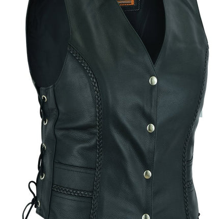 Ladies' Braided Genuine Leather Motorcycle Vest