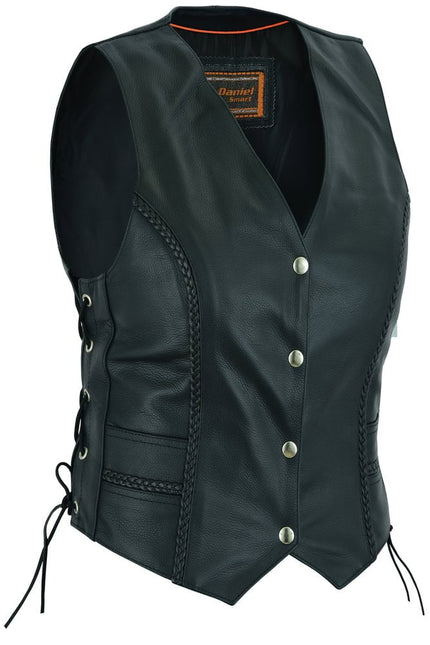 Ladies' Braided Genuine Leather Motorcycle Vest
