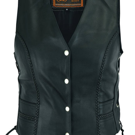 Ladies' Braided Genuine Leather Motorcycle Vest