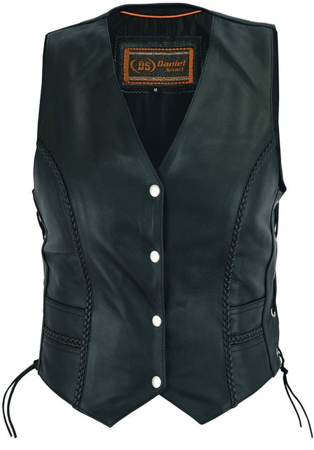 Ladies' Braided Genuine Leather Motorcycle Vest