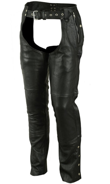 Purchase THICK BLACK LEATHER MOTORCYCLE CHAPS UNLINED WOMEN SIZE XS BY...
