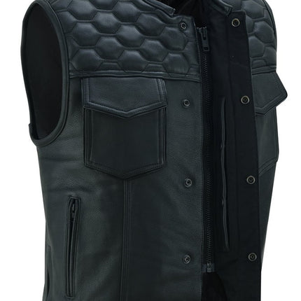 Black Horse Men's Leather Motorcycle Vest