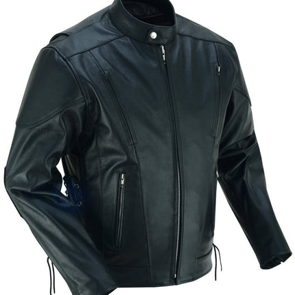 AM Knucklehead Premium Black Men's Leather Motorcycle Jacket
