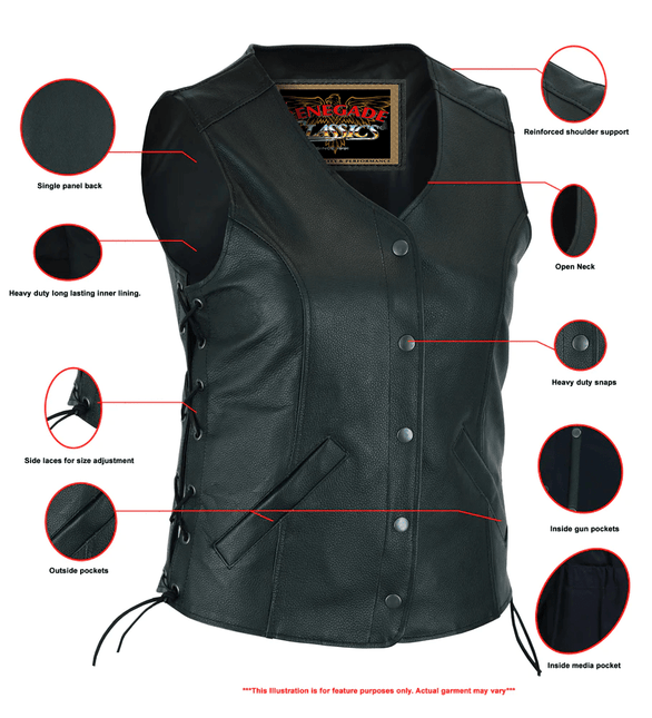 Clara Women's Leather Motorcycle Vest