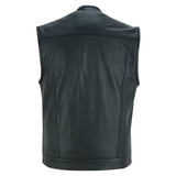 Concealed Single Back Panel Perforated Leather Vest