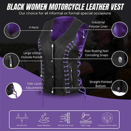 Women's Side Lace Vest w/ Purple Satin Lining