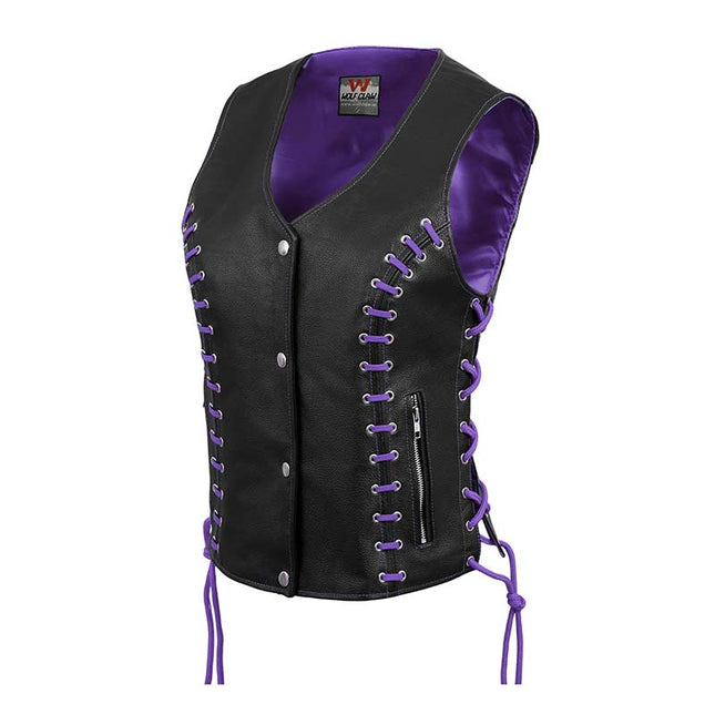 Women's Side Lace Vest w/ Purple Satin Lining