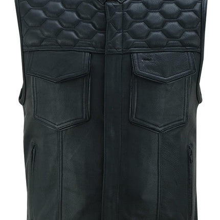 Black Horse Men's Leather Motorcycle Vest