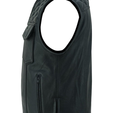 Black Horse Men's Leather Motorcycle Vest