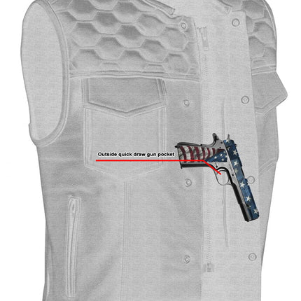 Black Horse Men's Leather Motorcycle Vest