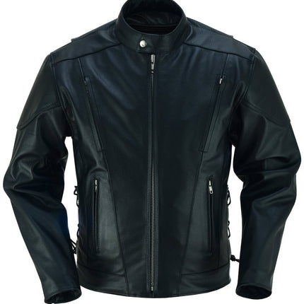 AM Knucklehead Premium Black Men's Leather Motorcycle Jacket