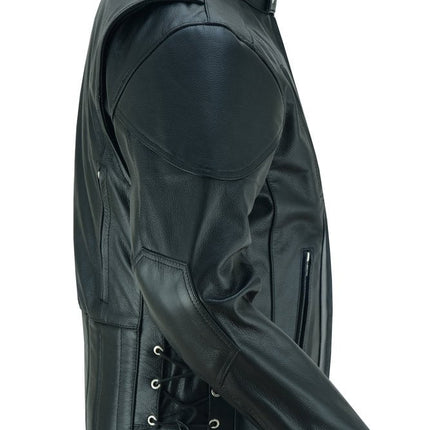 AM Knucklehead Premium Black Men's Leather Motorcycle Jacket