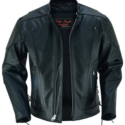 AM Knucklehead Premium Black Men's Leather Motorcycle Jacket