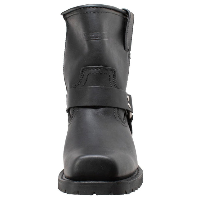 Men's 7" YKK Black Harness Motorcycle Riding Boots with Zipper