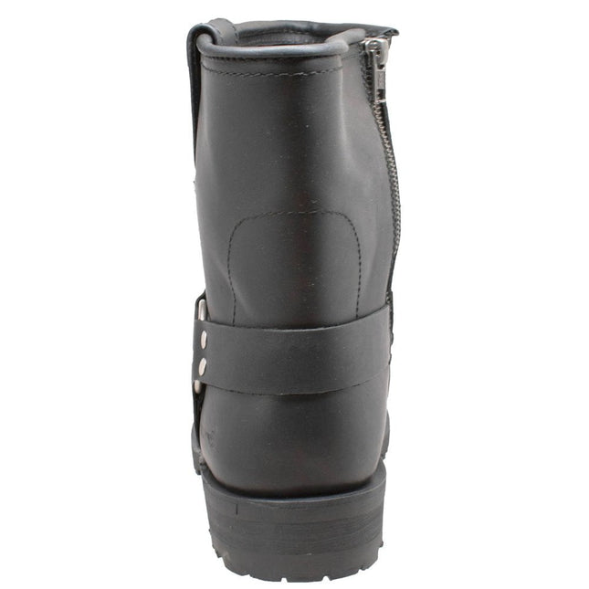 Men's 7" YKK Black Harness Motorcycle Riding Boots with Zipper