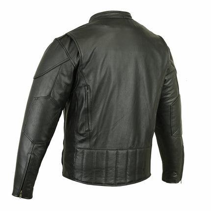 Men's Black Vented Motorcycle Jacket with Plain Sides