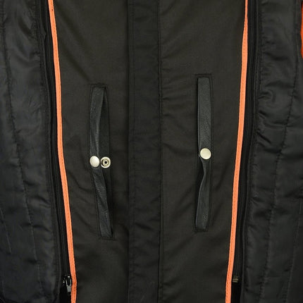 Men's Black Vented Motorcycle Jacket with Plain Sides