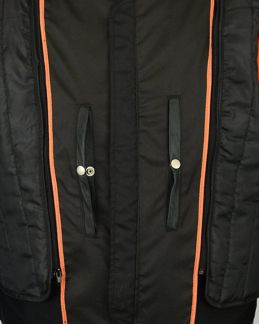 Men's Black Vented Motorcycle Jacket with Plain Sides