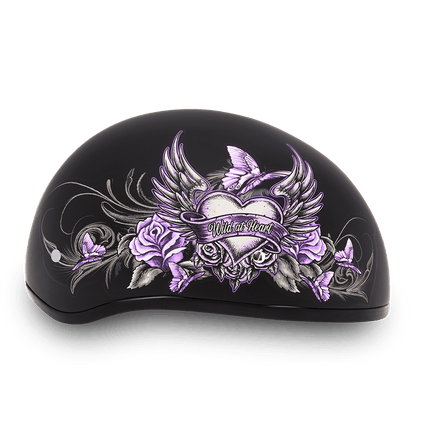 DOT Approved Daytona Motorcycle Half Face Helmet - Skull Cap Graphics for Men & Women, Scooters, ATVs, UTVs & Choppers - W/ Wild At Heart