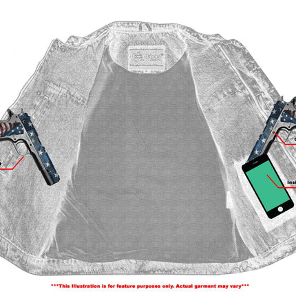 DM Men's Blue Denim Motorcycle Vest with Lace & Pockets