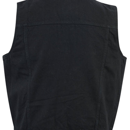 DM Men's Snap/Zipper Front Black  Denim Motorcycle Vest