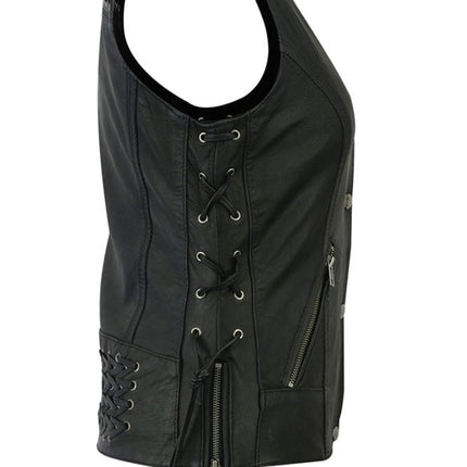 Women's Vest with Grommet and Lacing Accents