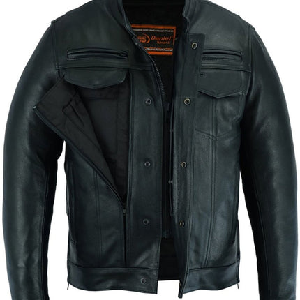 Men's Black Utility Style Motorcycle Jacket
