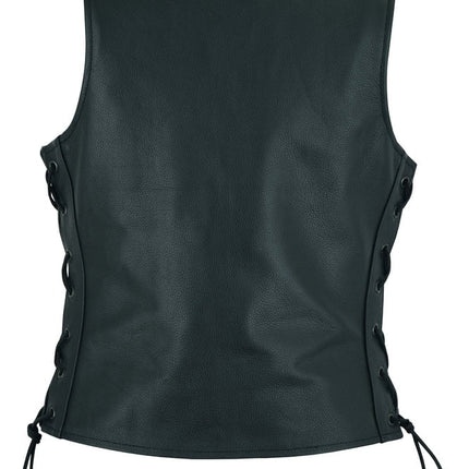 Ella Women's leather motorcycle vest -  Black