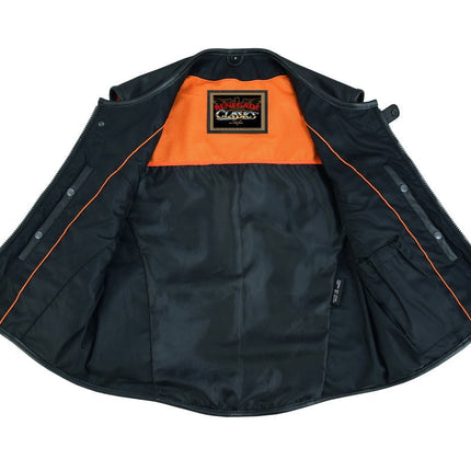 Men's Black Leather SWAT Style Motorcycle Vest
