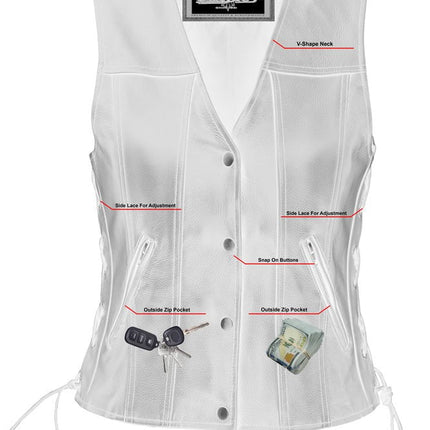 Ella Women's leather motorcycle vest -  Black