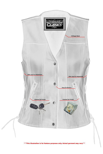 Ella Women's leather motorcycle vest -  Black