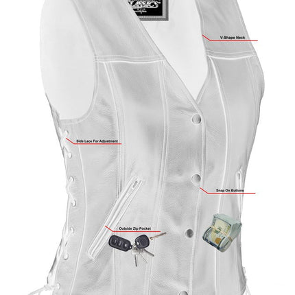 Ella Women's leather motorcycle vest -  Black