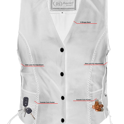 Ladies' Braided Genuine Leather Motorcycle Vest